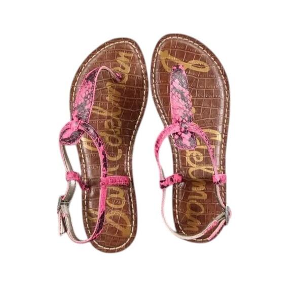 Sam Edelman Shoes Womens 5 Sandals Fashion Casual Snake Print Leather Pink Gigi - Picture 6 of 12